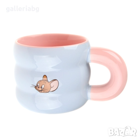 Керамична чаша Tom and Jerry – 3D коте със силиконова декорация, 200 мл, снимка 3 - Чаши - 52672663