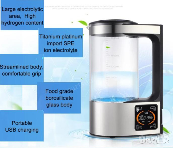 2L Самопочистваща Кана за Водородна Вода с Постоянна Температура Генератор за Вода Богата на Водород, снимка 5 - Други - 44670619