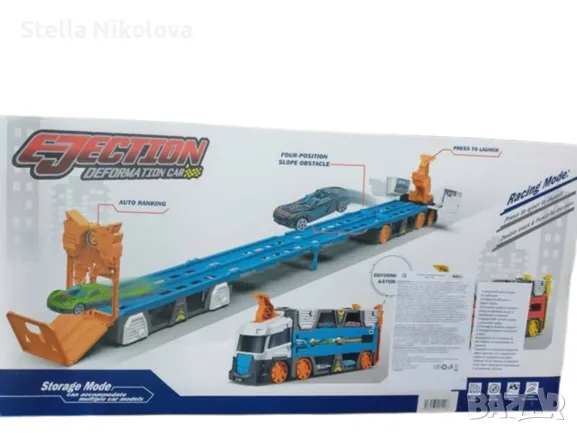 Камион писта с изтрелвачка и 2 метални колички, снимка 2 - Коли, камиони, мотори, писти - 49353869