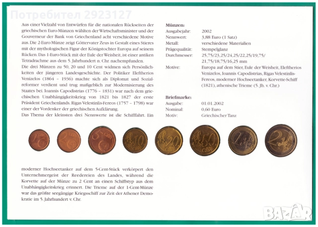 НУМИЗМАТИЧЕН ПЛИК С ОСЕМ ГРЪЦКИ ЕВРОМОНЕТИ /виж описанието/, снимка 5 - Нумизматика и бонистика - 51974285