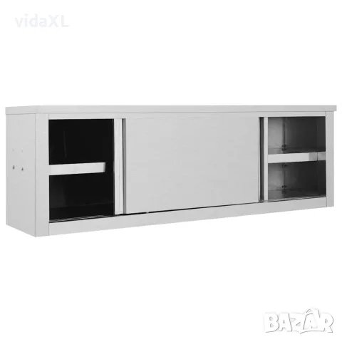 vidaXL Кухненски стенен шкаф с плъзгащи врати, 150x40x50 см, стомана, снимка 3 - Шкафове - 56147591