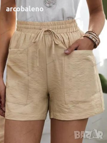 Дамски едноцветни къси панталони с шнур и протрит подгъв, 5цвята - 023, снимка 4 - Къси панталони и бермуди - 40187125