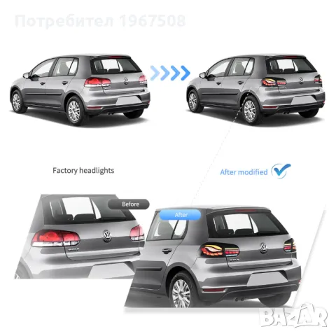 Комплект OLED стопове с динамични мигачи GTS style за ГОЛФ 6, снимка 7 - Части - 47488550