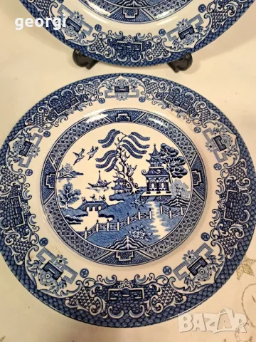 две чинии английски порцелан Old Willow   25/2, снимка 3 - Чинии - 50050705