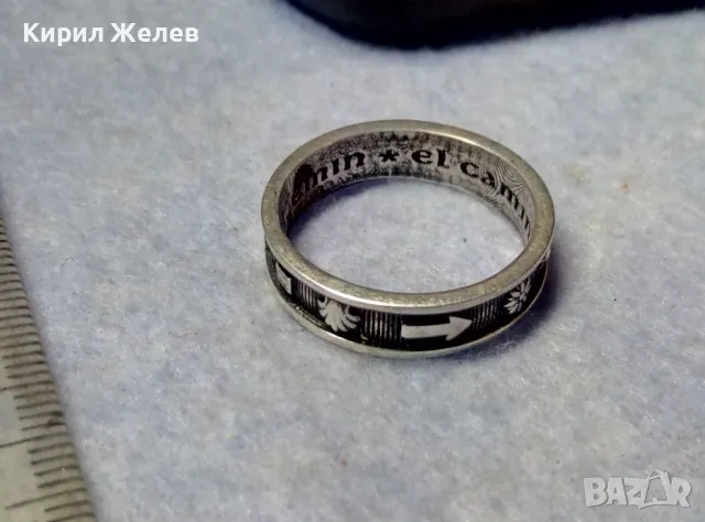 ЕЛ КАМИНО ПЪТЯТ Към САНТЯГО РИМОКАТОЛИЧЕСКИ СРЕБЪРЕН ПРЪСТЕН ЛАКИРАНО СРЕБРО 925 АРТ ИЗРАБОТКА 48886, снимка 6 - Антикварни и старинни предмети - 49913134