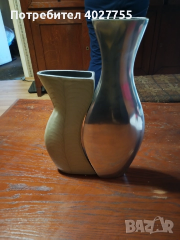 Метална арт ваза от 2 части