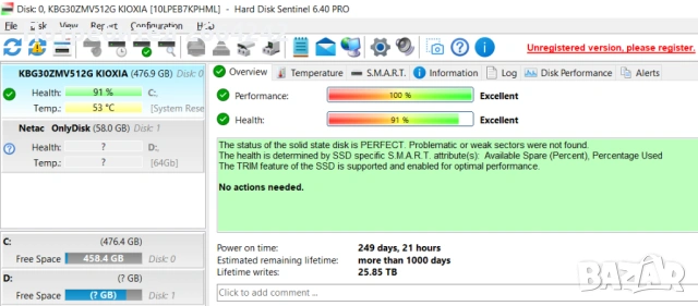 SSD 512Gb Kioxia (Toshiba), снимка 2 - Твърди дискове - 53867029