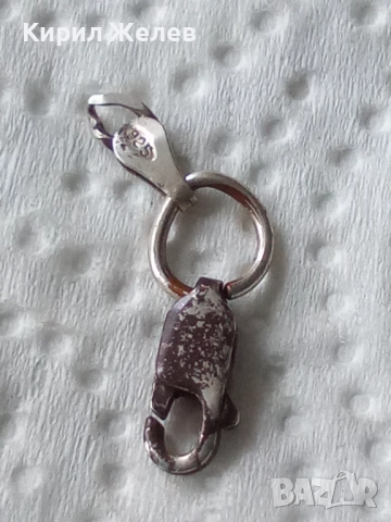 Сребърна карабинка закопчалка 31941, снимка 4 - Колиета, медальони, синджири - 52339387