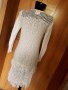 Кремаво бяля дълга жилетка плетиво с ресни С, снимка 3