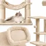 Голяма драскалка за котки 143 см с 6 нива, къщичка, хамак и легло, бежова, снимка 2