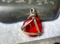 КРАСИВ СРЕБРИСТ ВИНТИДЖ СТИЛ МЕДАЛЬОН АРТ ПЕНДАНТ ЧЕРВЕН КРИСТАЛ ХЕНД МЕЙД БИЖУ 48777, снимка 2
