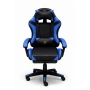 Ергономичен геймърски стол с масажна функция и поставка за крака – черно-син, снимка 4