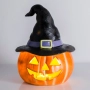 Halloween / Хелоуин декоративна тиква с шапка и LED осветление, 24x24x30см_1258682, снимка 1