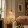 Ретро стъклена висяща лампа розова със зелено покритие, 25 см, снимка 4