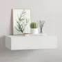 vidaXL Стенен рафт с чекмедже, бял, 40x23,5x10 см, МДФ, снимка 2