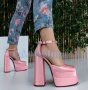 Сандали на ток - розов сатен - VS1, снимка 1 - Дамски обувки на ток - 35791839