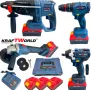 Комплект Акумулаторни Безчеткови Машини 4в1 от Kraftworld Ъглошлайф,Гайковерт,Винтоверт и Перфоратор, снимка 1