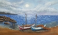 Море и лодки маслена картина , снимка 1 - Картини - 36113266