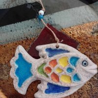 керамична рибка от Бодрум, за окачване на стена. 20 см., снимка 3 - Декорация за дома - 41855576