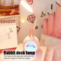 Лампа за четене USB LED Kawaii Rabbit 2в1,Настолна лампа,Детска защита на очите,Карикатура Зайче, снимка 7 - Настолни лампи - 40900282