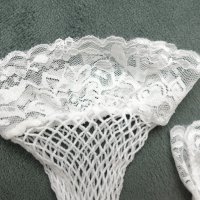 Бели мрежести чорапи (средна мрежа) за жартиери S , снимка 2 - Бельо - 40899565