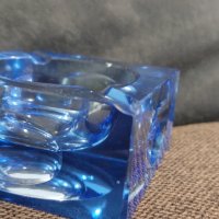 Пепелник синьо стъкло, снимка 2 - Антикварни и старинни предмети - 41956156