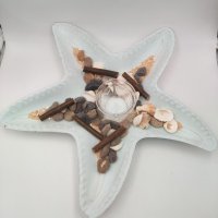 Дървена декорация морска звезда с миди , снимка 1 - Декорация за дома - 41140344
