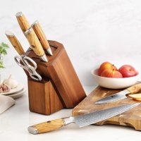 Сет от професионални ножове,XINZUO 5-Piece Knife Block Set, 73 Layers Damascus Powder Steel , снимка 2 - Прибори за хранене, готвене и сервиране - 44146822