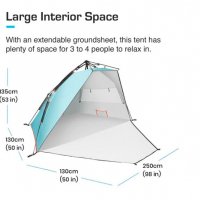 Active Era Луксозна плажна палатка за 3-4 души UV50+ защитна, снимка 7 - Палатки - 40157343
