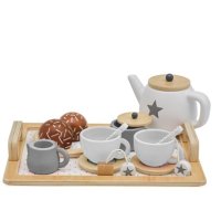 Детска играчка - Дървен Комплект за Кафе и Чай с Аксесоари  - WHITE/GRAY , снимка 1 - Играчки за стая - 41456011