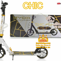 Chic бяла алуминиева сгъваема тротинетка до 100кг, снимка 1 - Детски велосипеди, триколки и коли - 44572158
