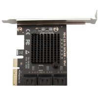 Преходник 6-Port SATA PCIE Card PCIE X1/X4 към SATA Controller Card 6GB/s Internal Adapter Converter, снимка 1 - Други - 40367517