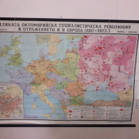 Стара платнена карта Велика социалистическа революция, снимка 2 - Антикварни и старинни предмети - 36216246