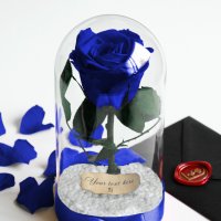 Оригинален Подарък за Жена / Синя Вечна Роза в Стъкленица / Естествена Роза Подарък за Имен Ден, снимка 5 - Други - 34470556