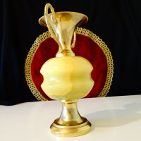 Позлатена ваза,амфора оникс 1 кг. , снимка 3 - Вази - 34181874