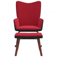 Люлеещ стол с табуретка, виненочервен, кадифе и PVC, снимка 2 - Столове - 36084076