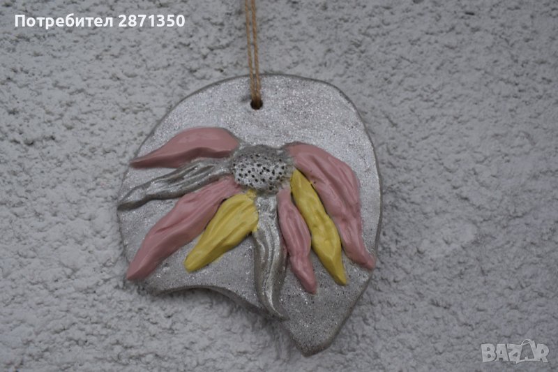 Авторска керамична плочка подарък "Цвете-риба", снимка 1