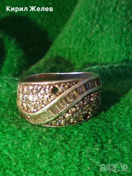 СКЪПОЦЕНЕН СРЕБЪРЕН АРТ ПРЪСТЕН СРЕБРО 925 с ФАСЕТИРАНИ ИСКРЯЩИ ЦИРКОНИ и ЛАБОРАТОРЕН МОЙСАНИТ 38278, снимка 1