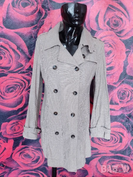 Сиво яке тренчкот с кафяви копчета М, снимка 1