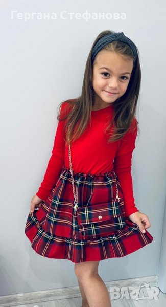 Рокля Каре с чанта  Червено-2г.4г.8г.10г.12г. Черно-2г.4г.6г.8г.10г.12г. Цена -42 лв, снимка 1