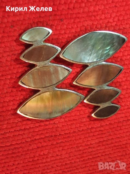 СРЕБЪРНИ ОБЕЦИ СРЕБРО 925 с КРАЛСКИ СЕДЕФ ЛИПСВАТ ЗАКАЧАЛКИТЕ им - ПОДХОДЯЩИ За АРТ АПЛИКАЦИЯ 17377, снимка 1