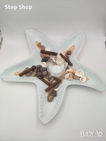 Дървена декорация морска звезда с миди , снимка 1