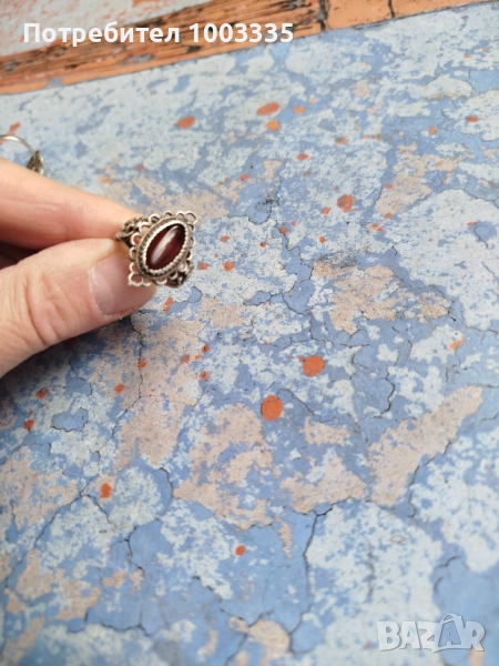 Сребърен пръстен с карнеол-Арт деко , снимка 1