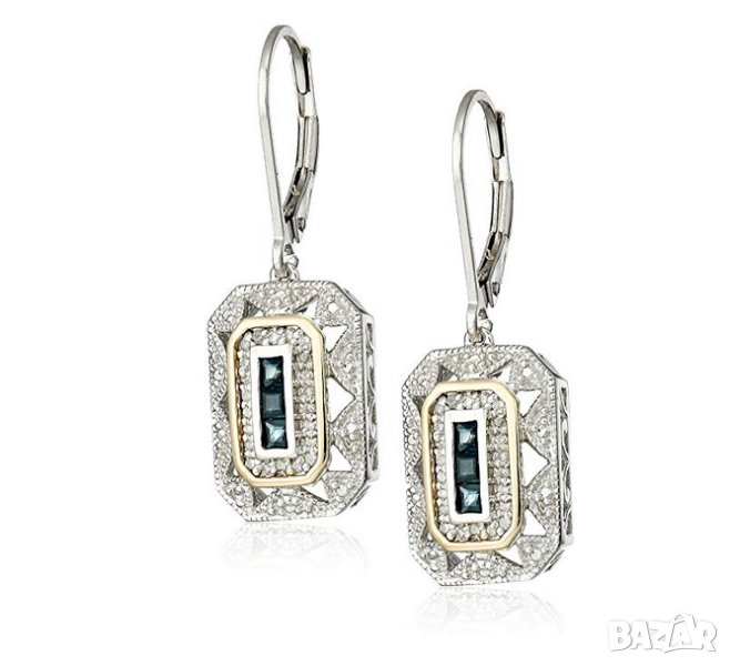 Обеци с циркони и кристали, висящи, позлатени, снимка 1