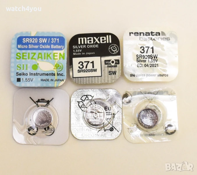 БАТЕРИЯ AG6 371 LR921 SR920SW,AG7 395 LR926 SR927SW,AG9 394 LR936 SR936SW,337 LR416 SR416SW,379 LR52, снимка 1