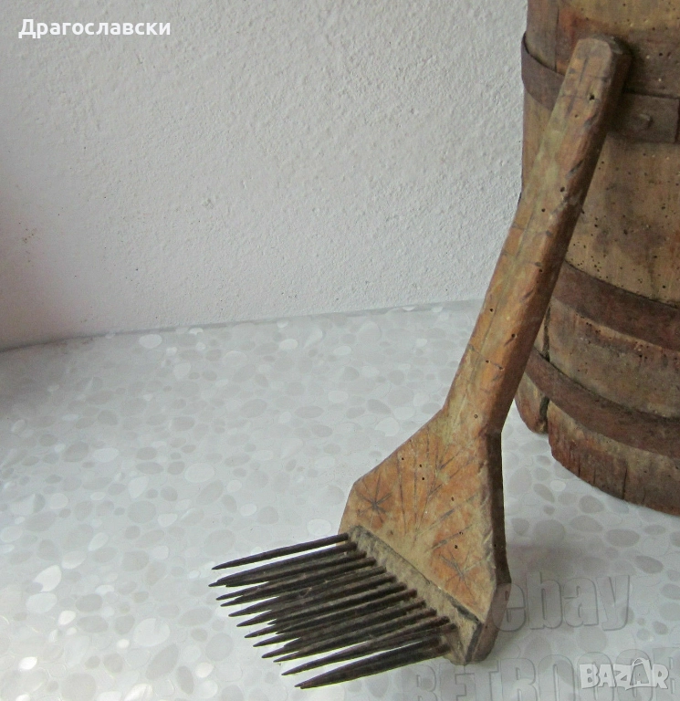 Различни: СТАР битов ДАРАК ЧЕПКАЛО за ВЪЛНА дърво метал, инструмент, мотовилка, мотовилки, битов кът, снимка 1