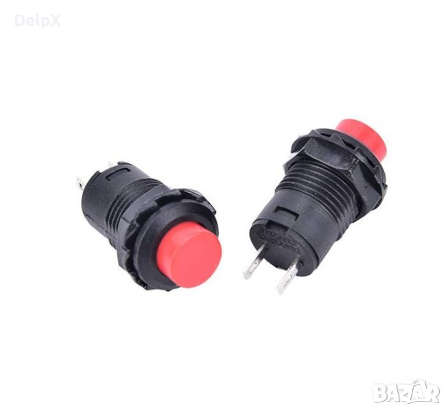 Бутон DS-428, 2 положения, задържащ, червен, кръгъл, 250V, 1,5A, Ф12mm, снимка 1