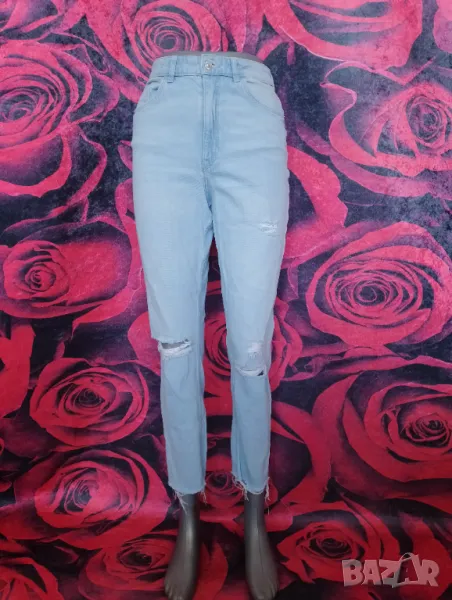 H&M Светло сини дънки с висока талия, голи глезени и цепки на коленете С , снимка 1