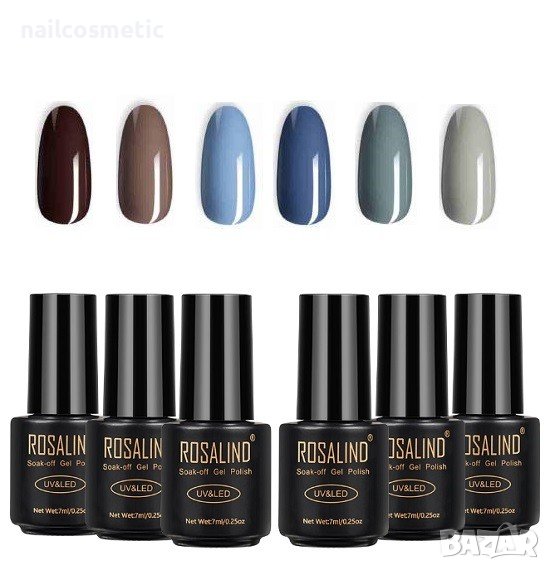 UV&LED ГЕЛ ЛАК 6 ЦВЯТА КОМПЛЕКТ - 197, снимка 1