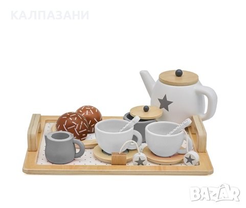 Детска играчка - Дървен Комплект за Кафе и Чай с Аксесоари  - WHITE/GRAY , снимка 1